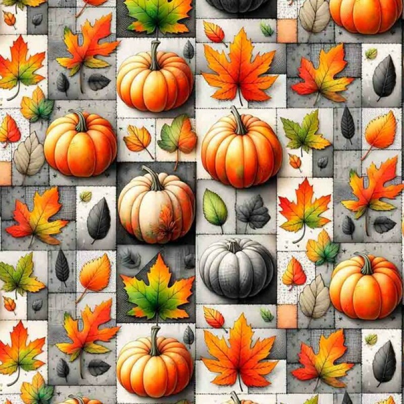 NV25 - TRICOL. COLEÇÃO PUMPKIN PATCH - ABÓBORA COM FOLHAS - 100% ALGODÃO 03625-001