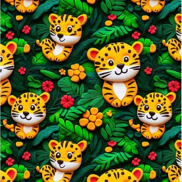 NV25 - TRICOL. COLEÇÃO SELVA DIVERTIDA - ONÇA - 100% ALGODÃO 03904-001