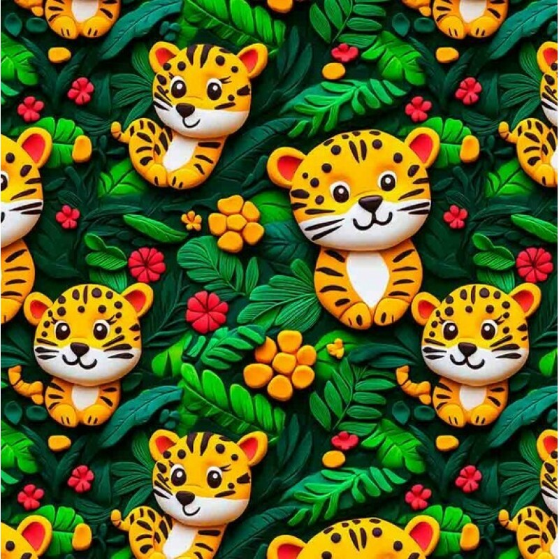 NV25 - TRICOL. COLEÇÃO SELVA DIVERTIDA - ONÇA - 100% ALGODÃO 03904-001