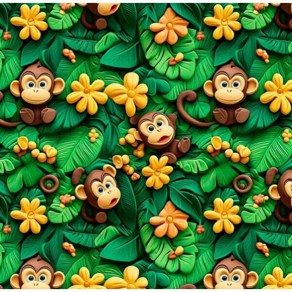 NV25 - TRICOL. COLEÇÃO SELVA DIVERTIDA - MACACO - 100% ALGODÃO 03907-001