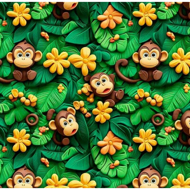 NV25 - TRICOL. COLEÇÃO SELVA DIVERTIDA - MACACO - 100% ALGODÃO 03907-001