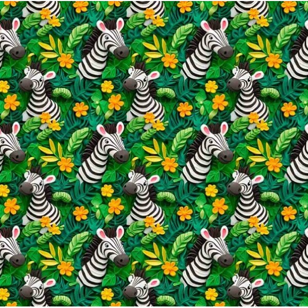 NV25 - TRICOL. COLEÇÃO SELVA DIVERTIDA - ZEBRA - 100% ALGODÃO 03909-001