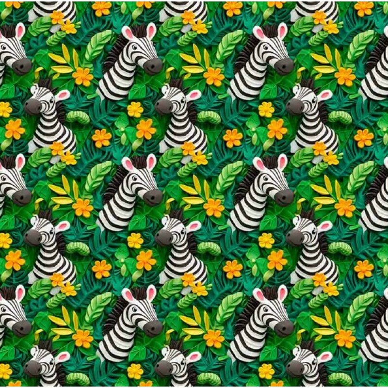 NV25 - TRICOL. COLEÇÃO SELVA DIVERTIDA - ZEBRA - 100% ALGODÃO 03909-001