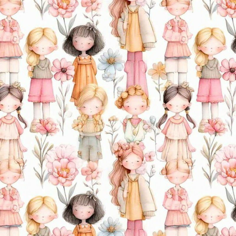 JA26 - TRICOL. COLEÇÃO FLORAL MISSIES - MENINAS JUNTAS - 100% ALGODÃO 04245-001 JA26 - TRICOL. COLEÇÃO FLORAL MISSIES - MENINAS JUNTAS - 100% ALGODÃO 04245-001