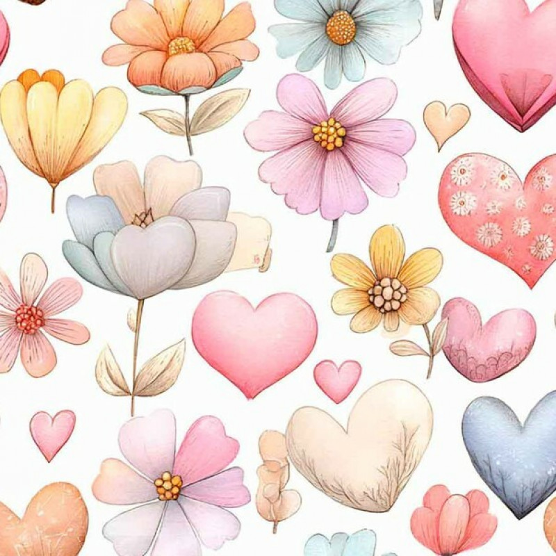 JA26 - TRICOL. COLEÇÃO FLORAL MISSIES - CORAÇÕES E FLORES - 100% ALGODÃO 04243-001 JA26 - TRICOL. COLEÇÃO FLORAL MISSIES - CORAÇÕES E FLORES - 100% ALGODÃO 04243-001