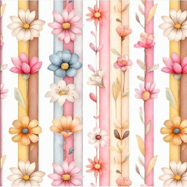 JA26 - TRICOL. COLEÇÃO FLORAL MISSIES - FLORAL LISTRADO - 100% ALGODÃO 04242-001