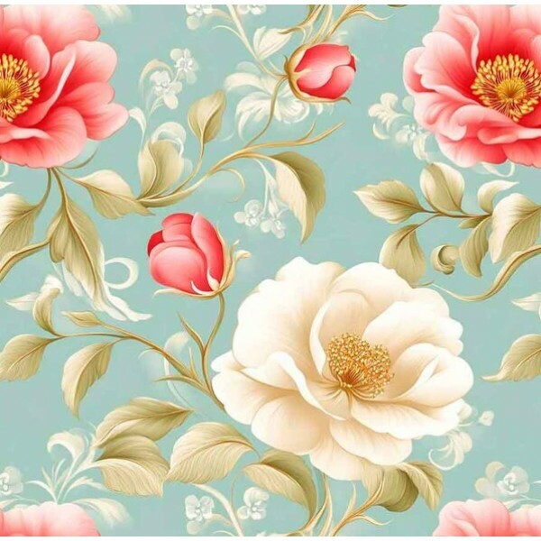 NV25 - TRICOL. COLEÇÃO ENCANTO BARROCO - FLORAL GRANDE FUNDO VERDE 04258-001