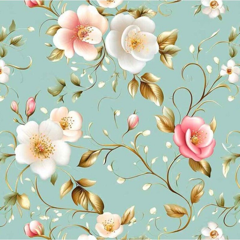 NV25 - TRICOL. COLEÇÃO ENCANTO BARROCO - FLORAL FUNDO VERDE - 100% ALGODÃO 04255-001 NV25 - TRICOL. COLEÇÃO ENCANTO BARROCO - FLORAL FUNDO VERDE - 100% ALGODÃO 04255-001