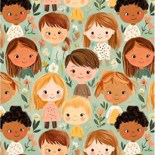 NV25 - TRICOL. COLEÇÃO BRINCADEIRA NO CAMPO - ROSTOS DE CRIANÇAS - 100% ALGODÃO 04250-001