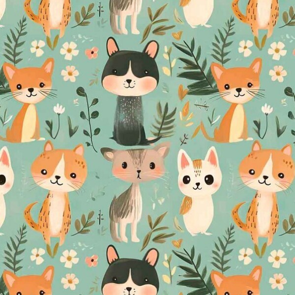 NV25 - TRICOL. COLEÇÃO BRINCADEIRA NO CAMPO - GATOS - 100% ALGODÃO 04248-001