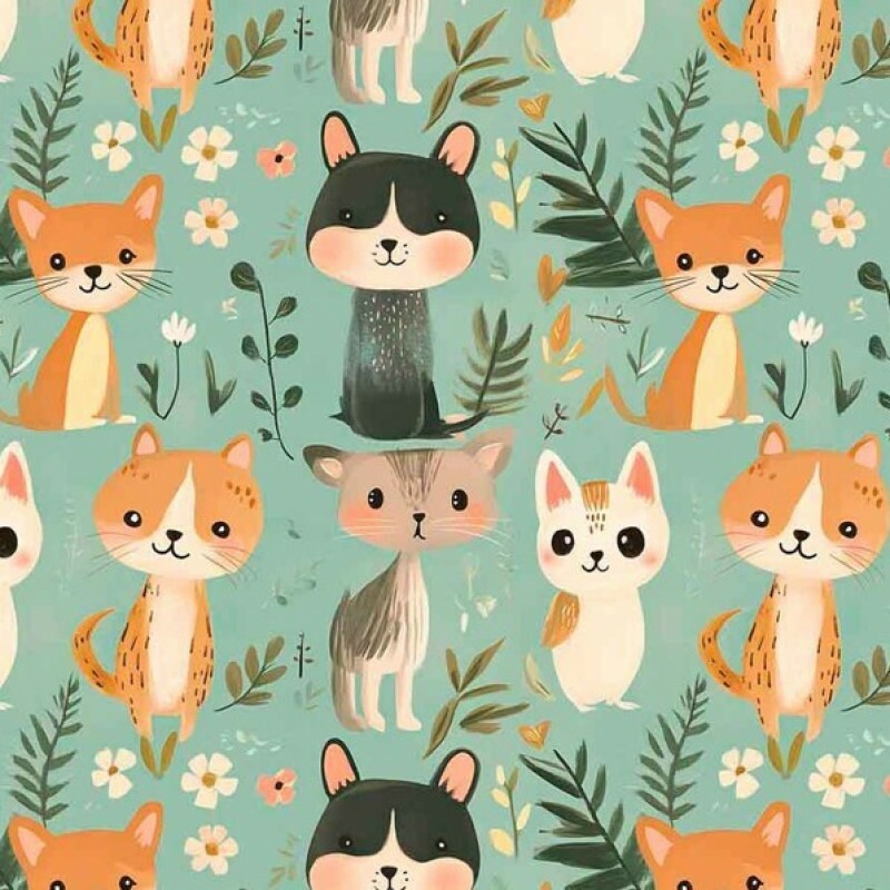 NV25 - TRICOL. COLEÇÃO BRINCADEIRA NO CAMPO - GATOS - 100% ALGODÃO 04248-001