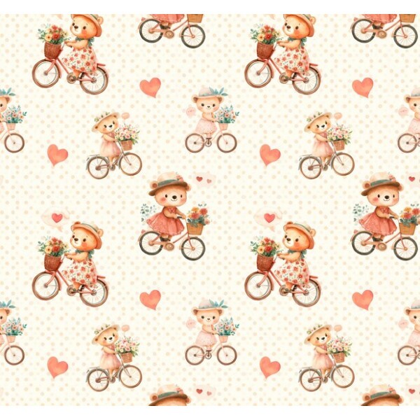 NV25 - TRICOL. COLEÇÃO LADY BEAR - URSO NA BICICLETA PEQUENA - 100% ALGODÃO 04652-001