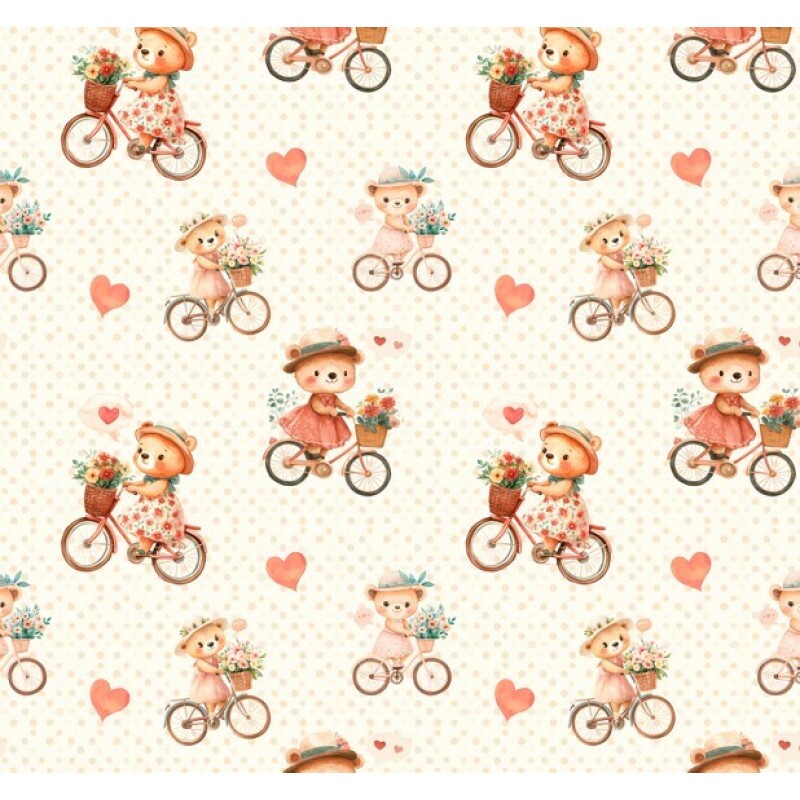 NV25 - TRICOL. COLEÇÃO LADY BEAR - URSO NA BICICLETA PEQUENA - 100% ALGODÃO 04652-001 NV25 - TRICOL. COLEÇÃO LADY BEAR - URSO NA BICICLETA PEQUENA - 100% ALGODÃO 04652-001