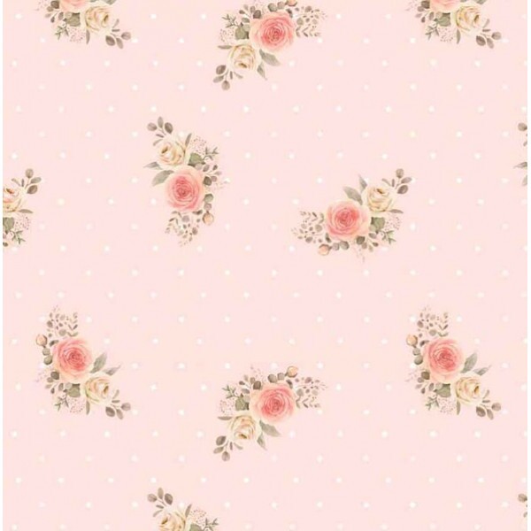 NV25 - TRICOL. COLEÇÃO LADY BEAR - FLORAL PEQUENO FUNDO ROSA 100% ALGODÃO 04646-001