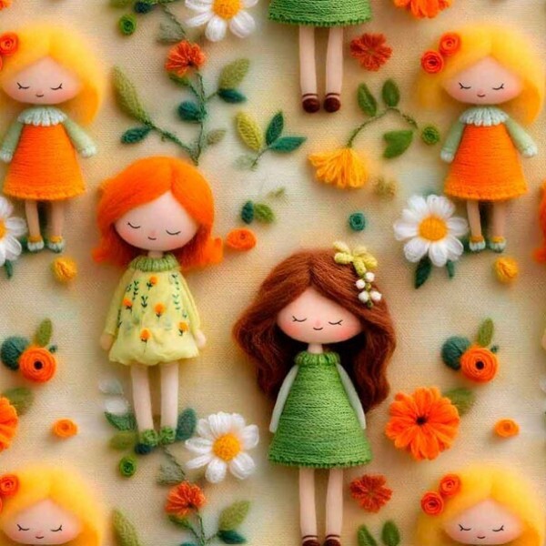 NV25 - TRICOL. COLEÇÃO GIRLS AND PUPPIES - BONECAS FUNDO BEGE - 100% ALGODÃO 04719-001