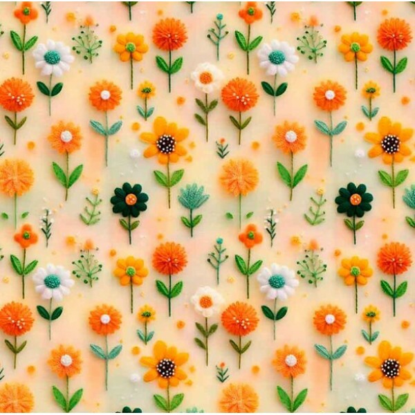 NV25 - TRICOL. COLEÇÃO GIRLS AND PUPPIES - FLORAL MIUDO FUNDO BEGE - 100% ALGODÃO 04721-001