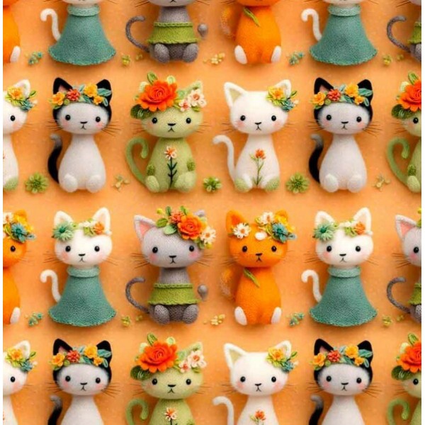 NV25 - TRICOL. COLEÇÃO GIRLS AND PUPPIES - GATOS - 100% ALGODÃO 04726-001