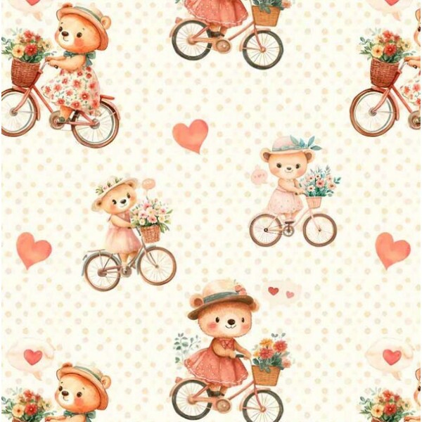 NV25 - TRICOL. COLEÇÃO LADY BEAR - URSO NA BICICLETA GRANDE - 100% ALGODÃO 04661-001