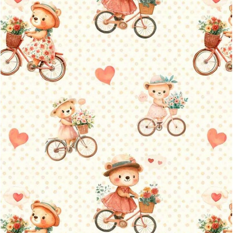 NV25 - TRICOL. COLEÇÃO LADY BEAR - URSO NA BICICLETA GRANDE - 100% ALGODÃO 04661-001 NV25 - TRICOL. COLEÇÃO LADY BEAR - URSO NA BICICLETA GRANDE - 100% ALGODÃO 04661-001