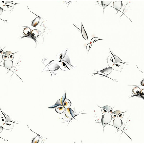 JA26 - TRICOL. COLEÇÃO STYLE OWLS - CORUJAS SOLTAS - 100% ALGODÃO 05331-001