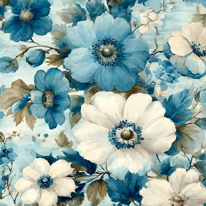 JA26 - SARJA HIDRORREPELENTE COLEÇÃO LE BLEU - FLORAL GRANDE - 100% ALGODÃO - 93886S01