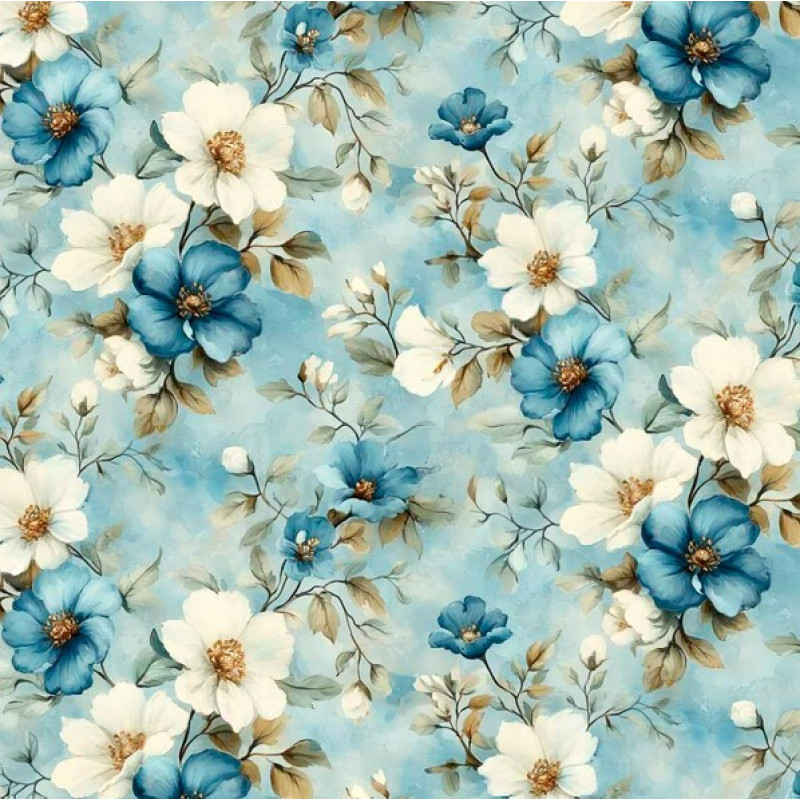 JA26 - TRICOL. COLEÇÃO LE BLEU - FLORAL MENOR FUNDO AZUL - 100% ALGODÃO - 05630/001 JA26 - TRICOL. COLEÇÃO LE BLEU - FLORAL MENOR FUNDO AZUL - 100% ALGODÃO - 05630/001