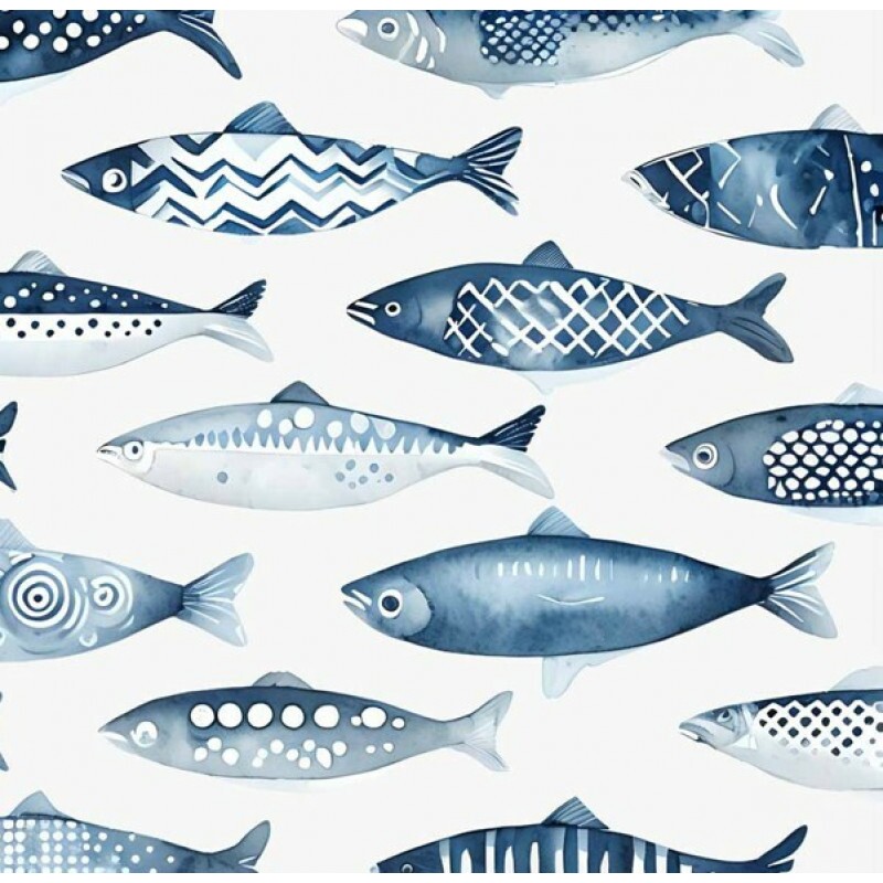 NV25 - TRICOLINE - COLEÇÃO SARDINHAS - SARDINHAS AZUIS - 100% ALGODÃO - A0249-001 NV25 - TRICOLINE - COLEÇÃO SARDINHAS - SARDINHAS AZUIS - 100% ALGODÃO - A0249-001