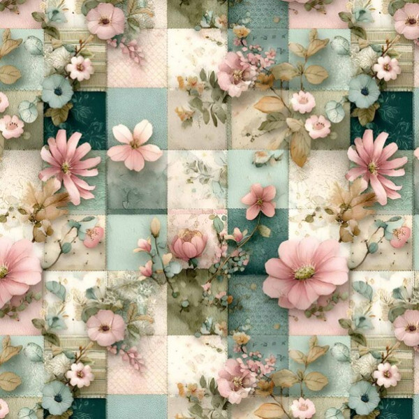 JA26 - TRICOL. COLEÇÃO BIRD PATCH - FLORES FUNDO PATCH - 100% ALGODÃO - A0443-001