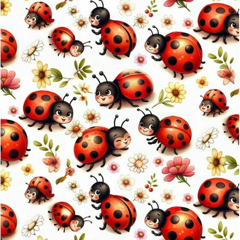 FV26 - TRICOL. COLEÇÃO LADY BEES - JOANINHAS - 100% ALGODÃO - A0516-001