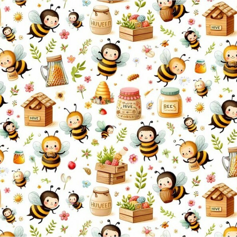 FV26 - TRICOL. COLEÇÃO LADY BEES - ABELHINHAS - 100% ALGODÃO - A0518-001