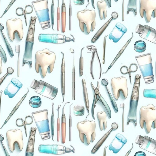 FV26 - TRICOL. COLEÇÃO PROFISSÕES - INSTRUMENTOS DE DENTISTA - 100% ALGODÃO - A0878-001