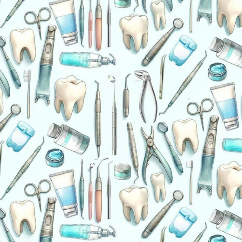 FV26 - TRICOL. COLEÇÃO PROFISSÕES - INSTRUMENTOS DE DENTISTA - 100% ALGODÃO - A0878-001