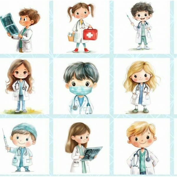 FV26 - TRICOL. COLEÇÃO PROFISSÕES - QUADROS MÉDICOS - 100% ALGODÃO - A0879-001