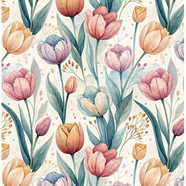 FV26 - TRICOL. COLEÇÃO FLORICULTURA - TULIPAS - 100% ALGODÃO