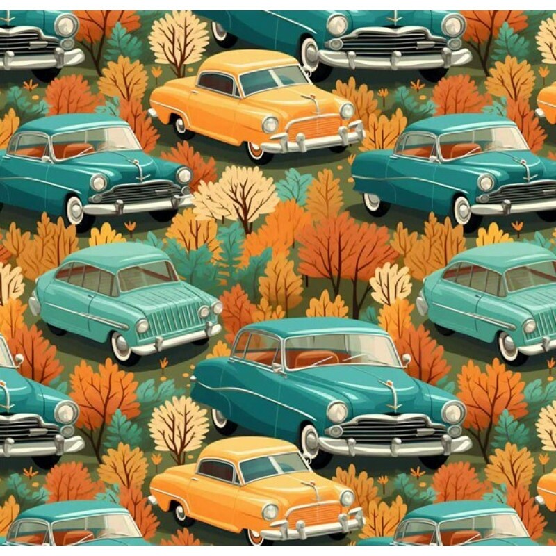 FV26 - TRICOL. COLEÇÃO OLD CAR - CARROS E ARVORES - 100% ALGODÃO - A0795-001