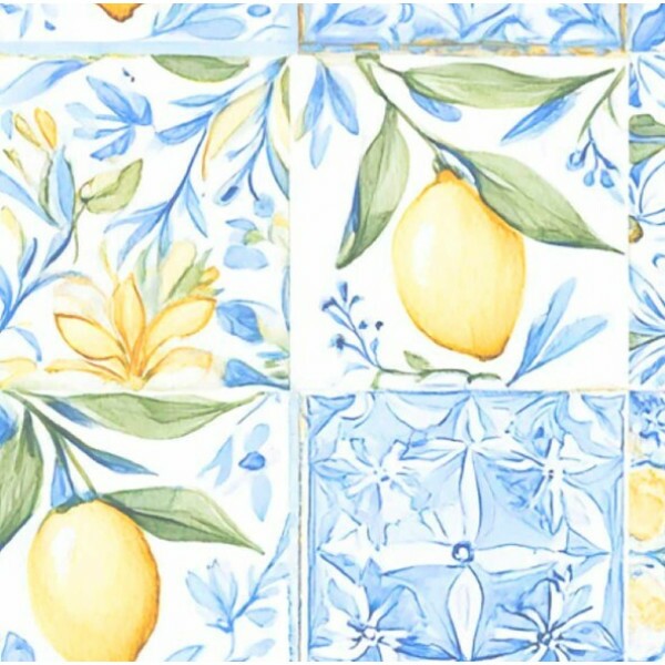 FV26 - SARJA HIDRORREPELENTE - COLEÇÃO AMALFI - PATCHWORK LIMÃO AZULEJO - 100% ALGODÃO - 01106-001