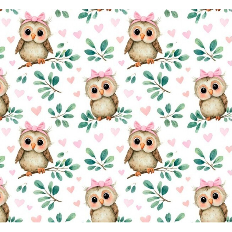 MR26 - TRICOL. COLEÇÃO CORUJICES - CORUJA COM TIARA ROSA - 100% ALGODÃO - A1189-001