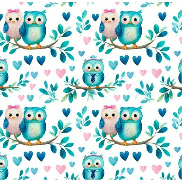 MR26 - TRICOL. COLEÇÃO CORUJICES - CASAL DE CORUJA - 100% ALGODÃO - A1188-001