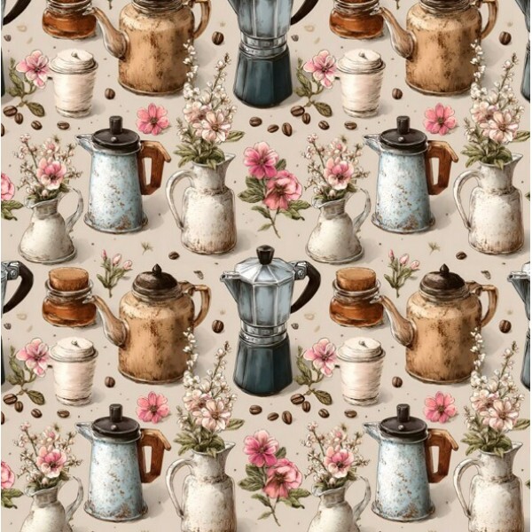 MR26 - TRICOL. COLEÇÃO CAFÉ COM CANELA - BULES E CAFETEIRAS - 100% ALGODÃO - A1153-001