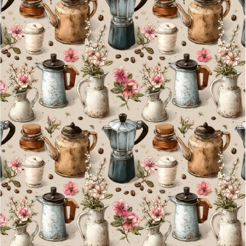 MR26 - TRICOL. COLEÇÃO CAFÉ COM CANELA - BULES E CAFETEIRAS - 100% ALGODÃO - A1153-001