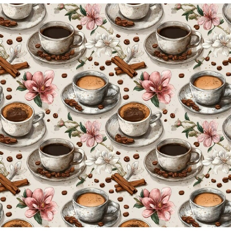 MR26 - TRICOL. COLEÇÃO CAFÉ COM CANELA - XÍCARAS MENORES - 100% ALGODÃO - A1151-001