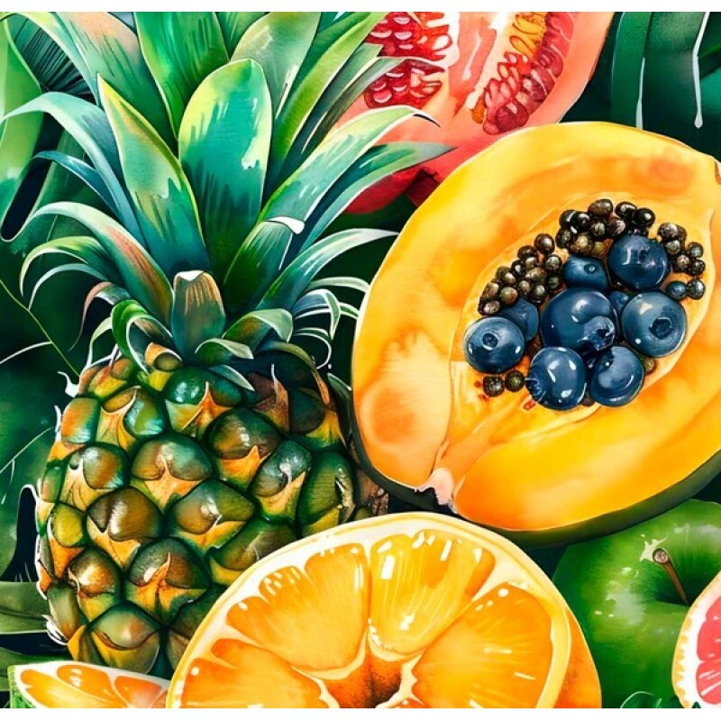 FV26 - SARJA HIDRORREPELENTE - COLEÇÃO TROPICAL FRUITS - FRUTAS CHEIAS - 100% ALGODÃO - A1307-001