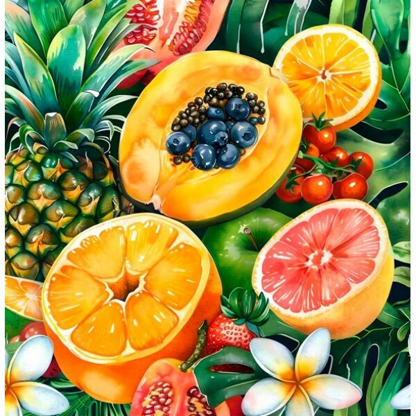 FV26 - TRICOL. COLEÇÃO TROPICAL FRUITS - FRUTAS CHEIAS - 100% ALGODÃO - A1309-001