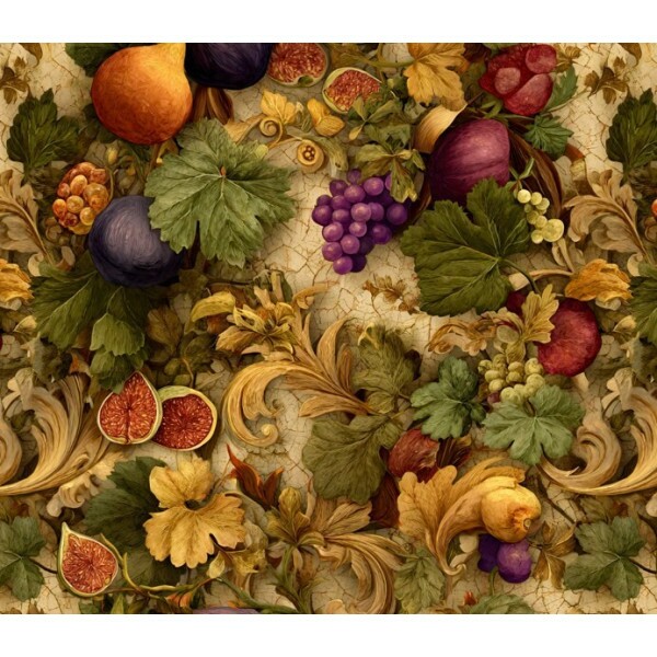 MR26 - SARJA HIDRORREPELENTE - COLEÇÃO BAROQUE - FRUTAS FUNDO CLARO - 100% ALGODÃO - A1349-001