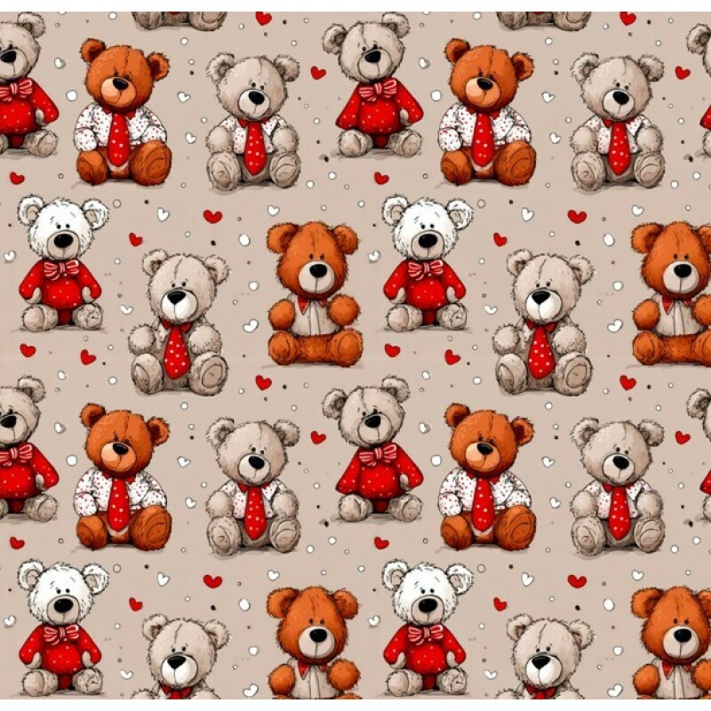 MR26 - TRICOL. COLEÇÃO VALENTINE BEAR - URSO DE GRAVATA - 100% ALGODÃO - A1535-001
