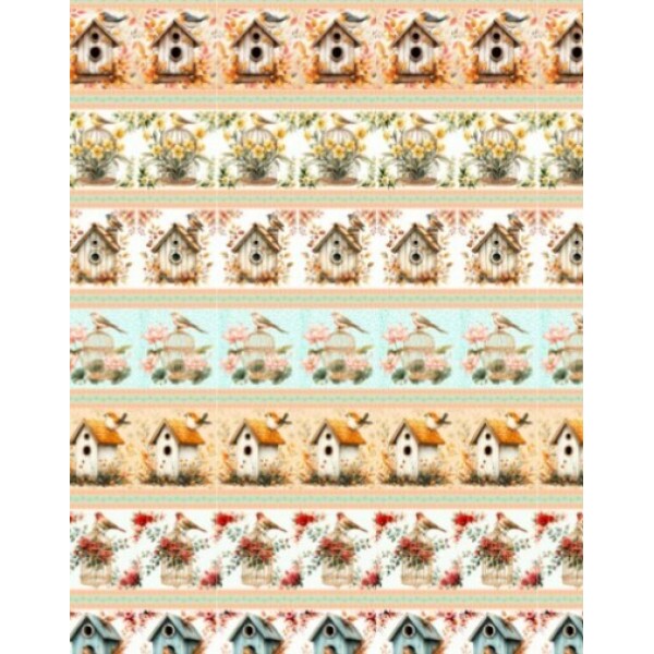 MR26 - TRICOL. COLEÇÃO CEU DE PASSARINHOS - BARRADO - 100% ALGODÃO - A1806-001