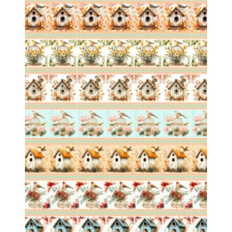 MR26 - TRICOL. COLEÇÃO CEU DE PASSARINHOS - BARRADO - 100% ALGODÃO - A1806-001