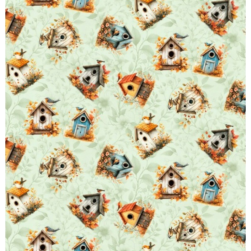 MR26 - TRICOL. COLEÇÃO CEU DE PASSARINHOS - CASINHAS - 100% ALGODÃO - A1804-001