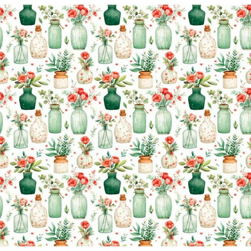 MR26 - TRICOL. COLEÇÃO CUTE GIRLS - VASOS DE FLOR - 100% ALGODÃO