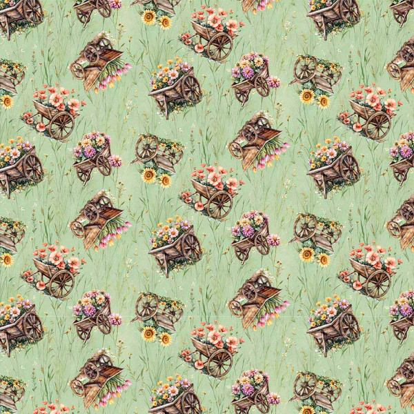 AB26 - TRICOL. COLEÇÃO ALMA CAMPESTRE - CARROÇA DE FLORES - 100% ALGODÃO - A2305-001